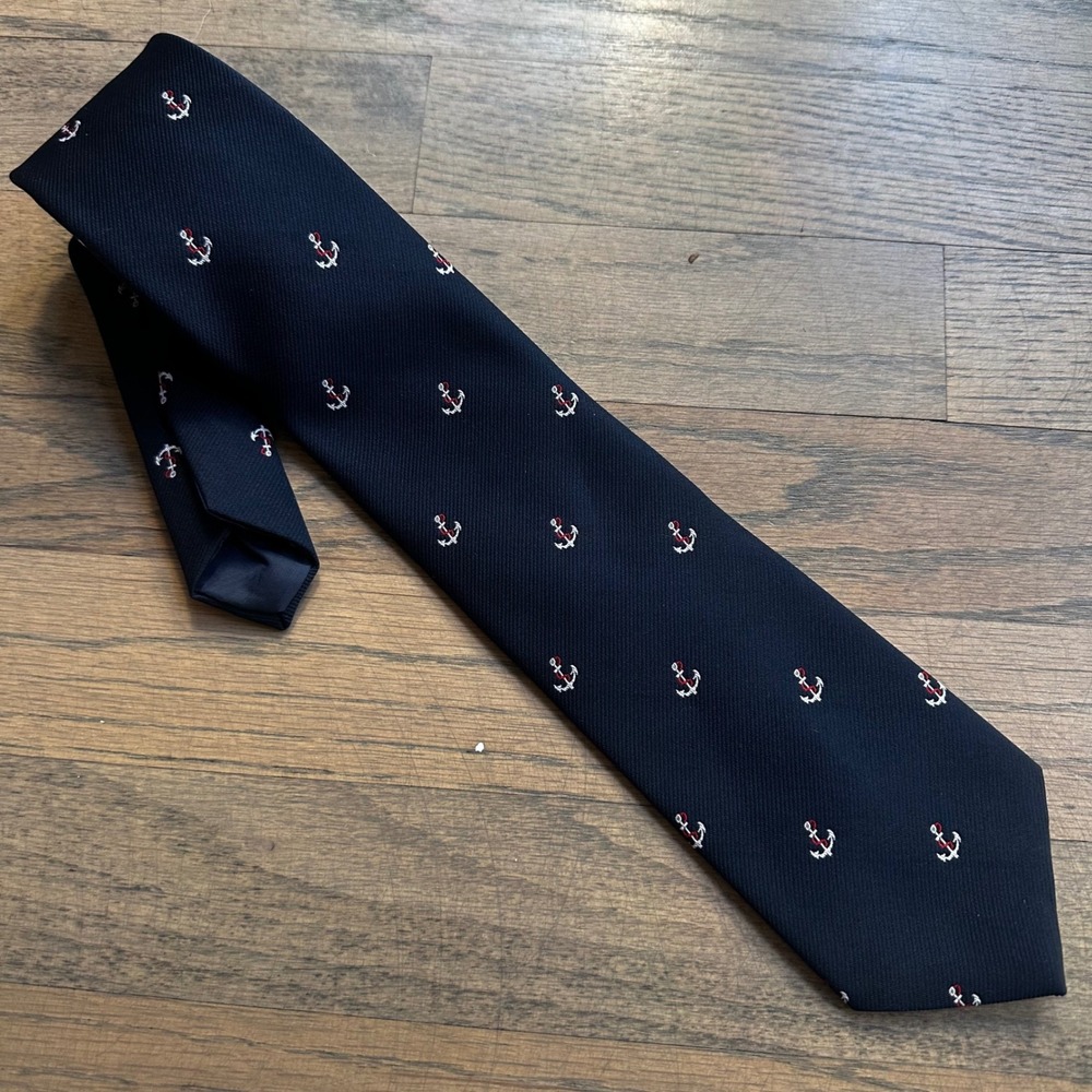 Commodore Uniform Co. Navy Blue‎ Necktie Anchor Nautical Theme Menswear
